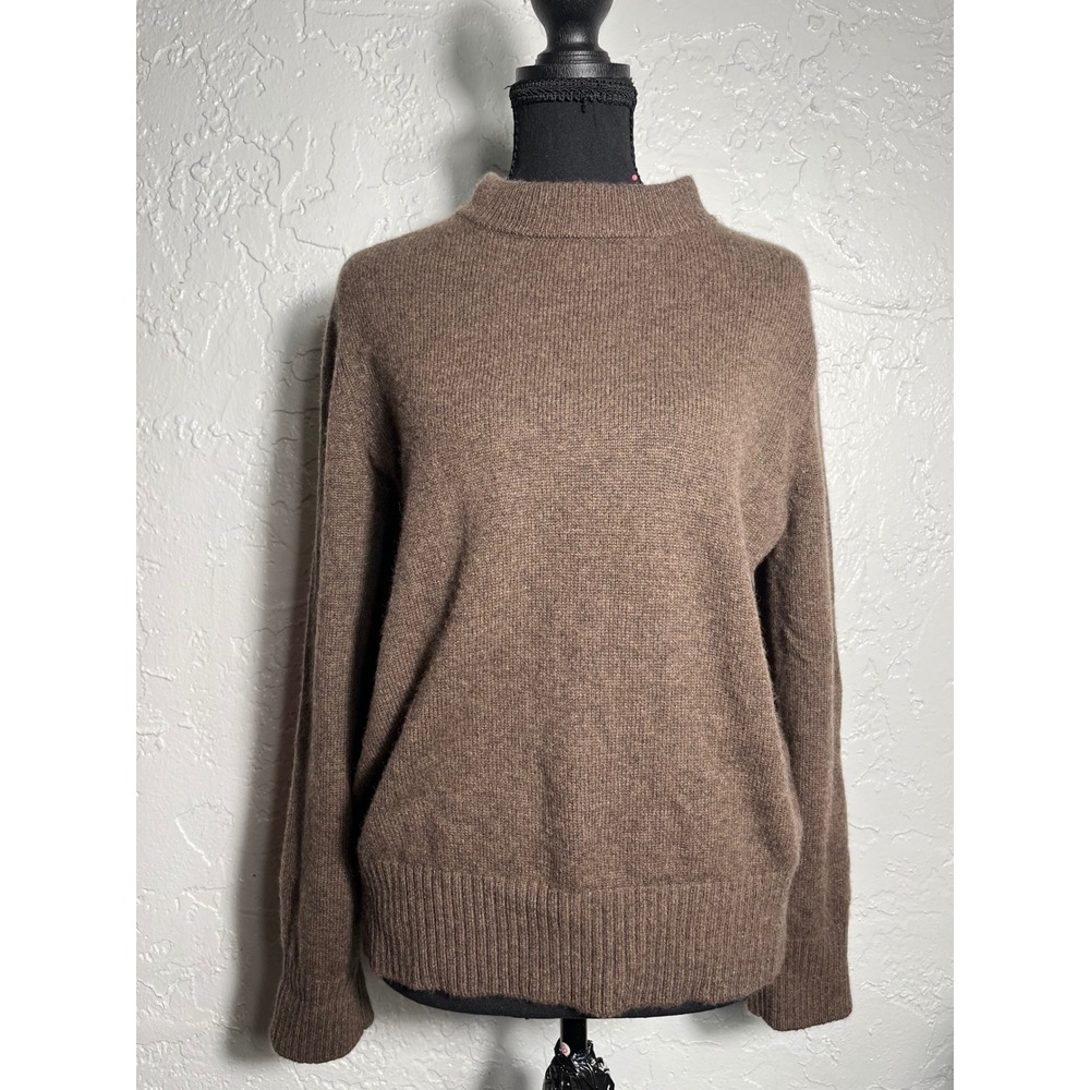 Quince 100% Mongolian Cashmere Brown Mock Neck Sweater Size S